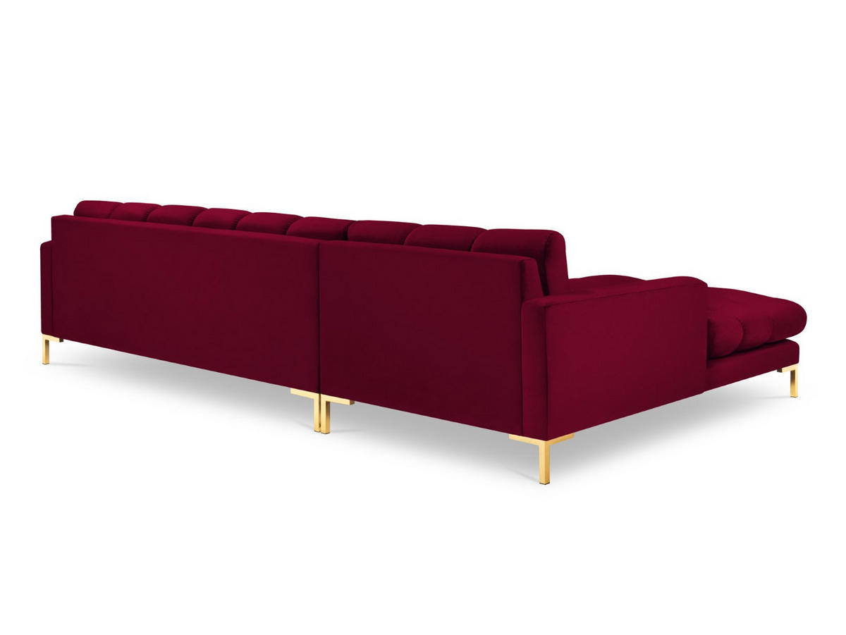 ECKSOFA links Mamaia aus Samt rot 5 Sitzplätze - Rot, Textil (185/293cm) - Micadoni