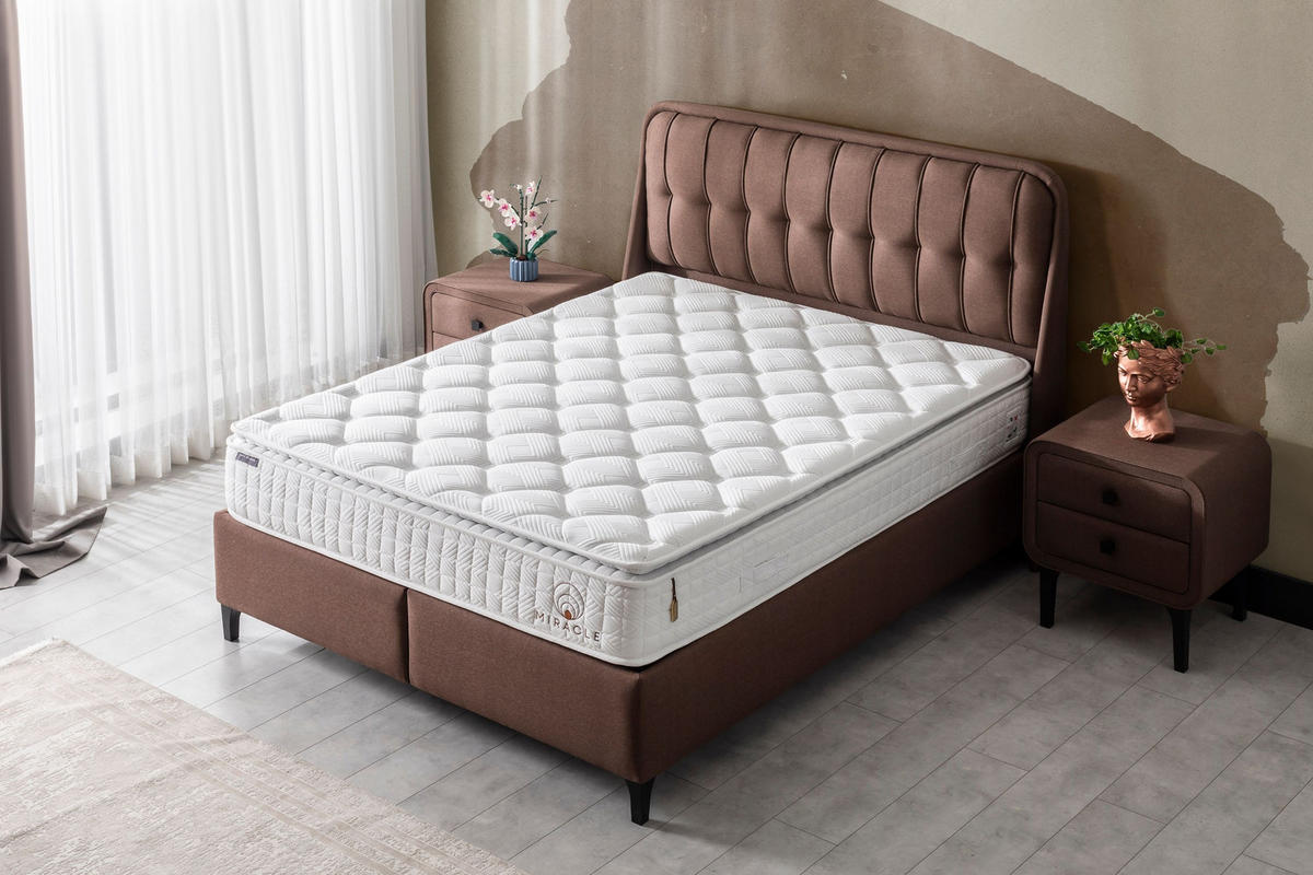 POLSTERBETT-SET Miracle 140x200 Braun - Bett inkl. Matratze - Braun, Metall (140/200cm) - Villa Möbel