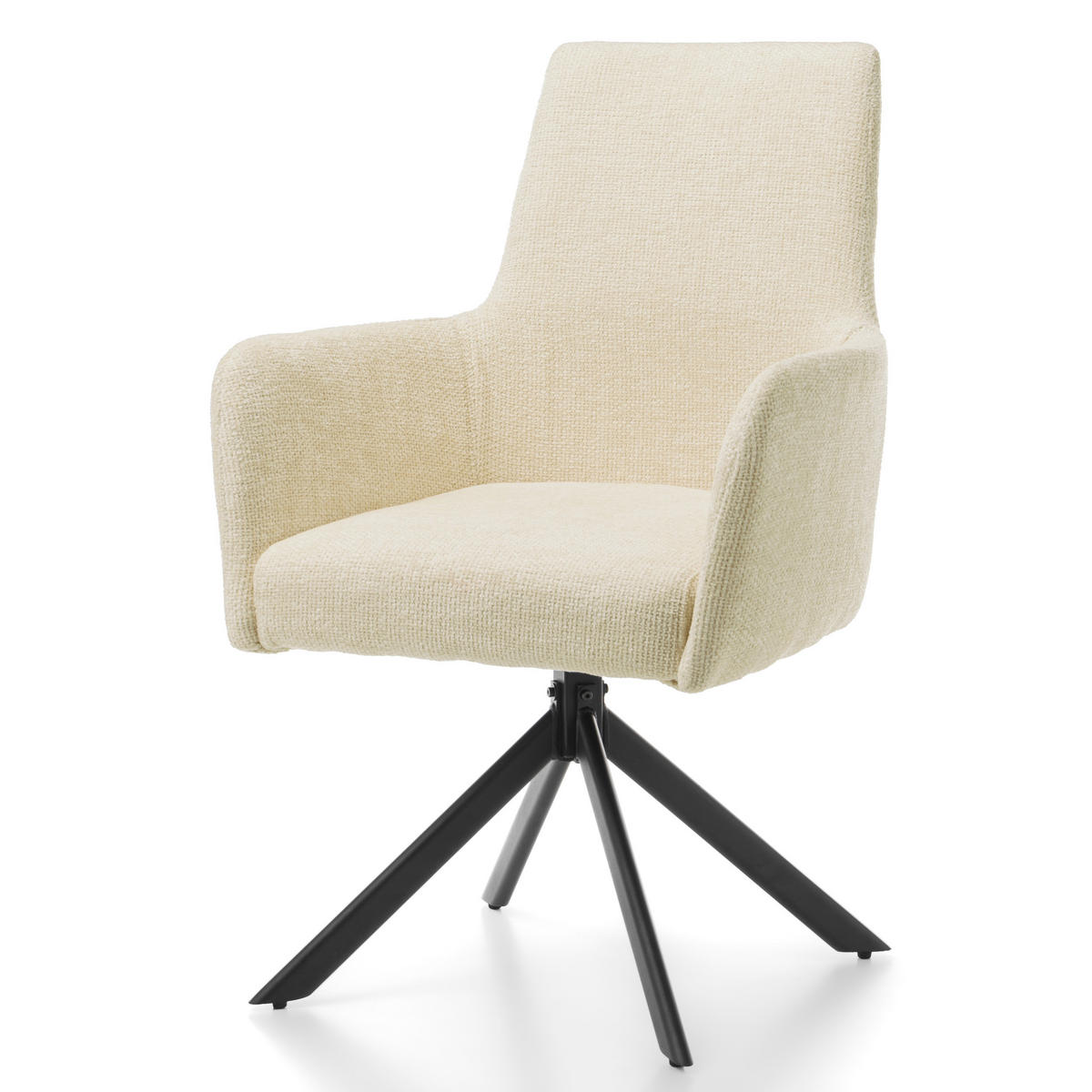 STUHL TITO gepolstert mit Steppung - hellbeige - Chenille - Beige/Schwarz, Textil/Metall (60/93/64cm) - NEW HOME