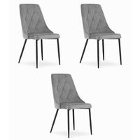 ESSZIMMERSTUHL 3-er Set IMOLA hellgrauer Sitz - Hellgrau, Textil (49.5/88/55.5cm) - Valora