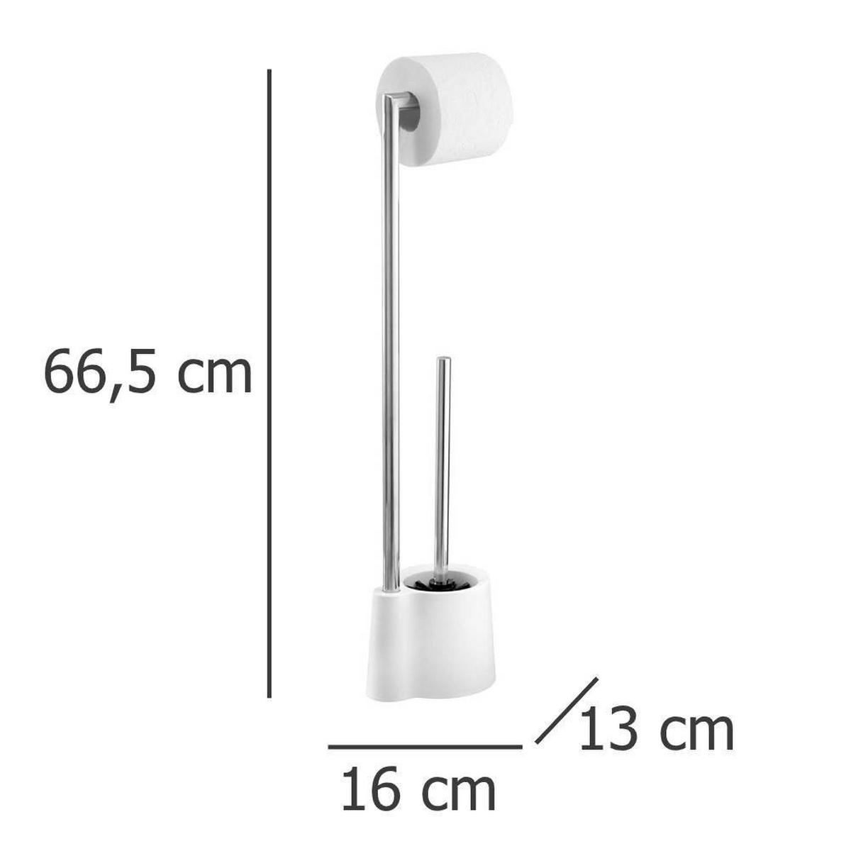 TOILETTENPAPIERHALTER mit WC-Bürste und Behälter 16/13/66,5 cm - Weiß, Metall (13/66.5/16cm) - Wenko