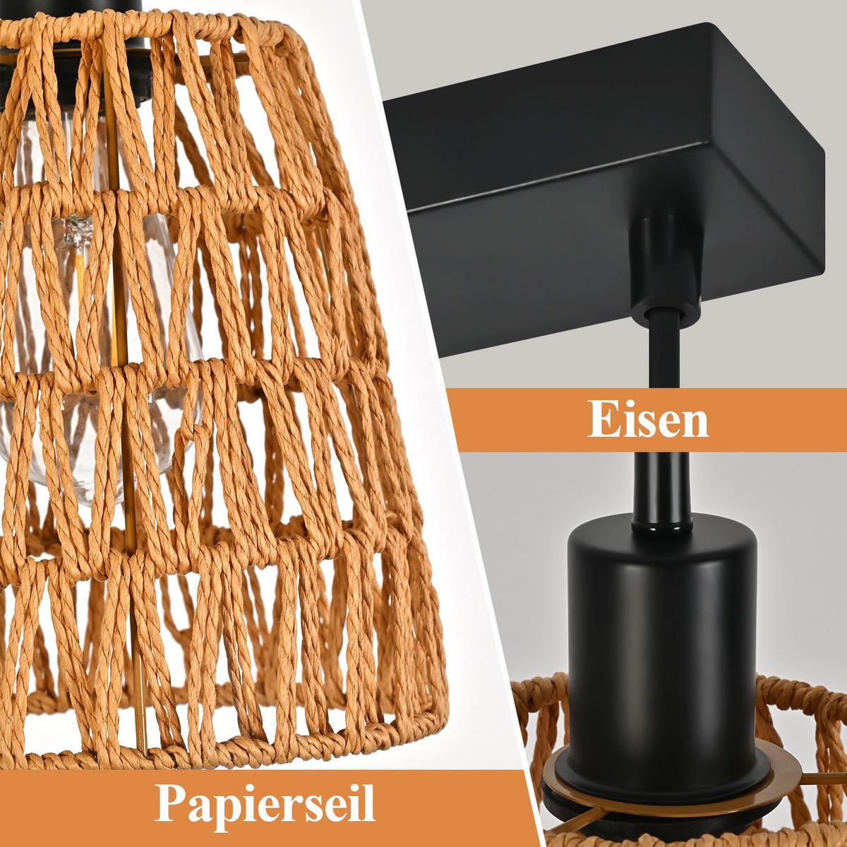 PENDELLEUCHTE BAKER Ⅲ 70/56/120 cm - Schwarz, Metall (70/56/120cm) - Nettlife