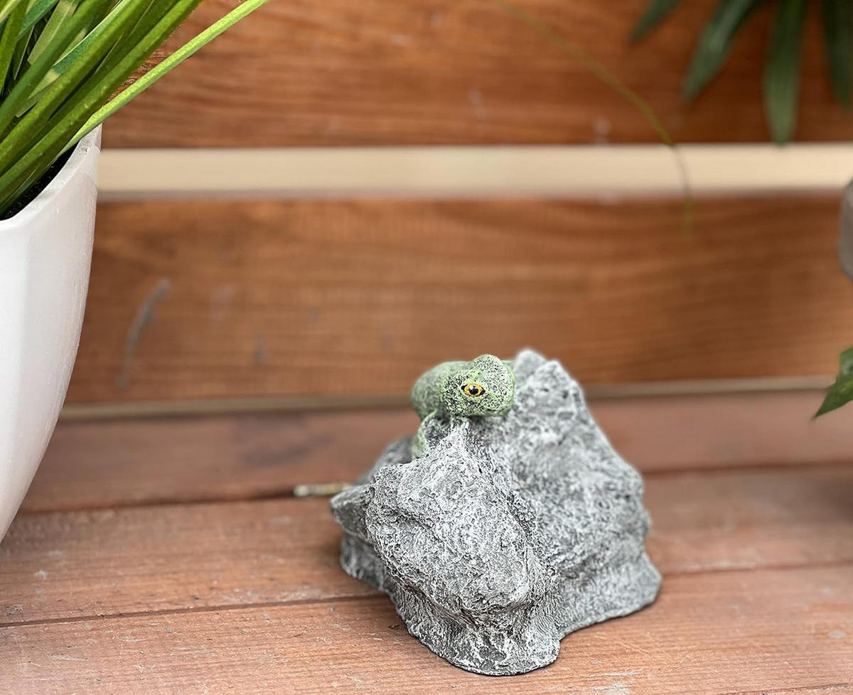 STEINFIGUR Gecko Eidechse auf Stein frostfest Steinguss - Grau, Stein (13/7/8cm) - stoneandstyle