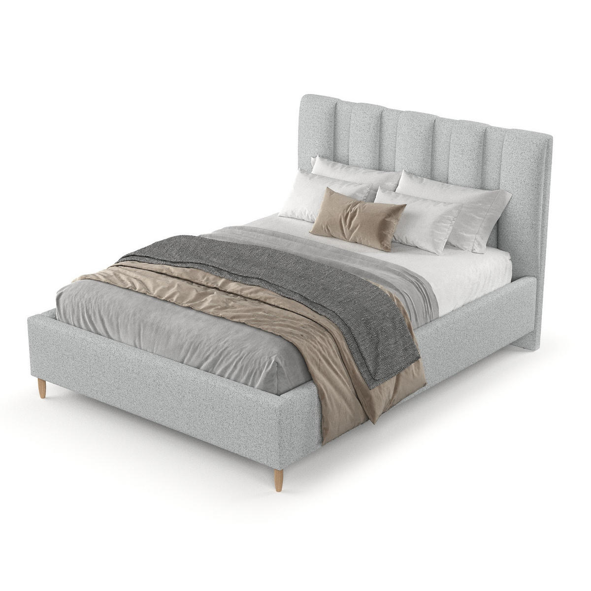 POLSTERBETT Loom 180/200 cm Hellgrau im Riva Stoff - Hellgrau/Naturfarben, Holz/Holzwerkstoff (180/200cm) - AltaBeds