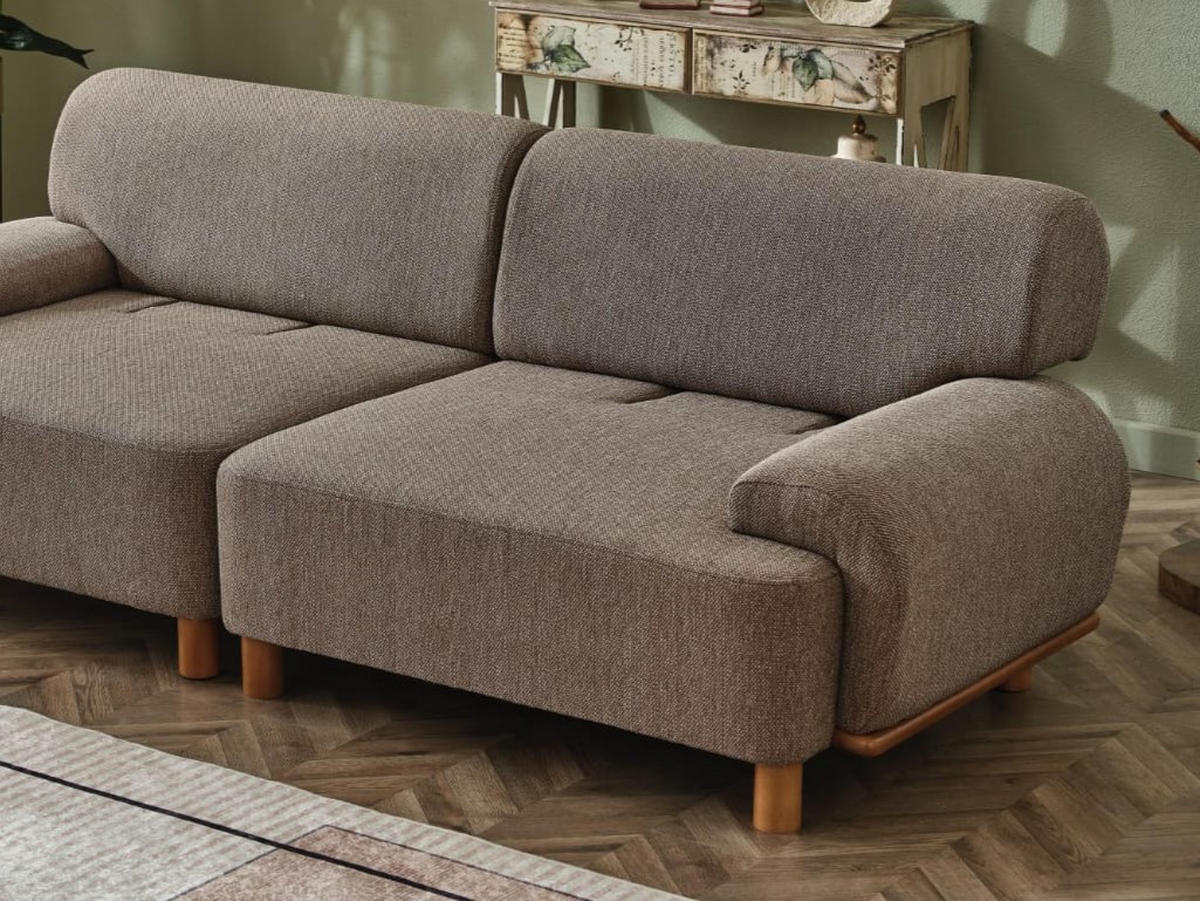 3 Sitzer SOFA Avignon Samt Braun - Braun, Holz/Textil (255/85/95cm) - Villa Möbel