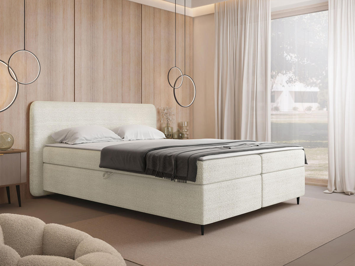 BOXBETT Boho II - Creme/Schwarz, Holz/Holzwerkstoff (180/200cm) - MIRJAN24