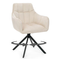 STUHL FANO X drehbar gepolsterter mit Steppung - beige - Velour - Ecru/Schwarz, Textil/Metall (58/83/59cm) - NEW HOME