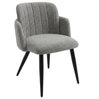 ARMLEHNENSTUHL Velto im Bouclestoff mit Metallbeinen, Hellgrau - Hellgrau/Schwarz, Metall (55/77/51cm) - Beautysofa