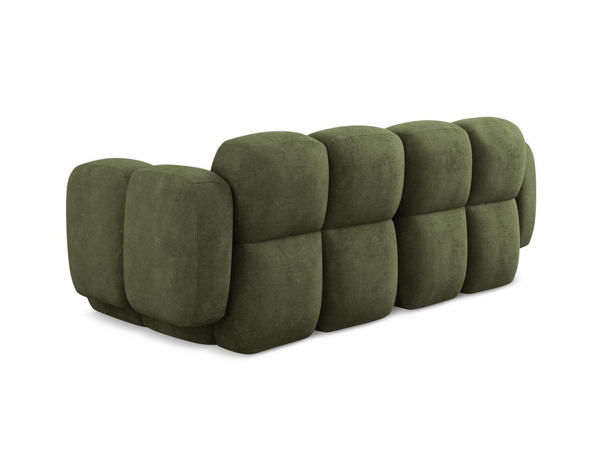 2-SITZER SOFA Chenille Stoff Grün - Schwarz/Olivgrün, Holzwerkstoff/Kunststoff (210/72/115cm) - Makamii
