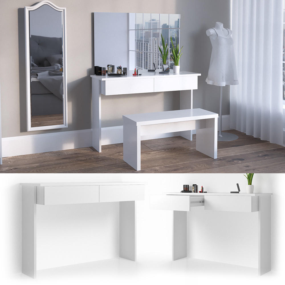 SCHMINKTISCH Azur Weiß 120 cm ohne Spiegel - Weiß, Holzwerkstoff (40/120/83cm) - Vicco
