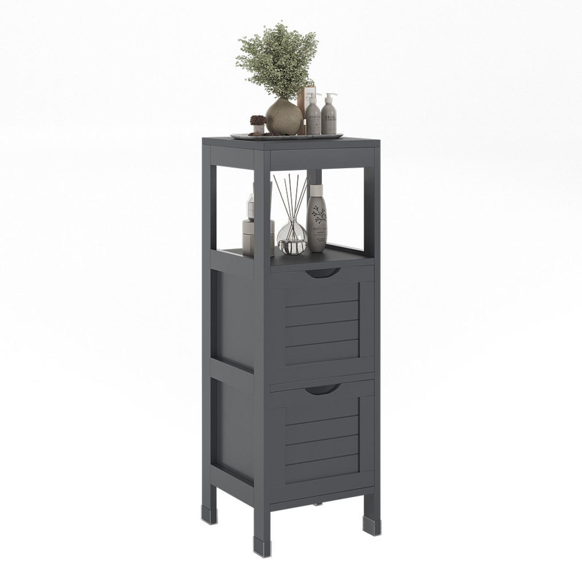 MIDISCHRANK Vilda Grau 30 x 89 cm mit 2 Schubkästen - Grau, Holzwerkstoff (30/89/30cm) - Vicco