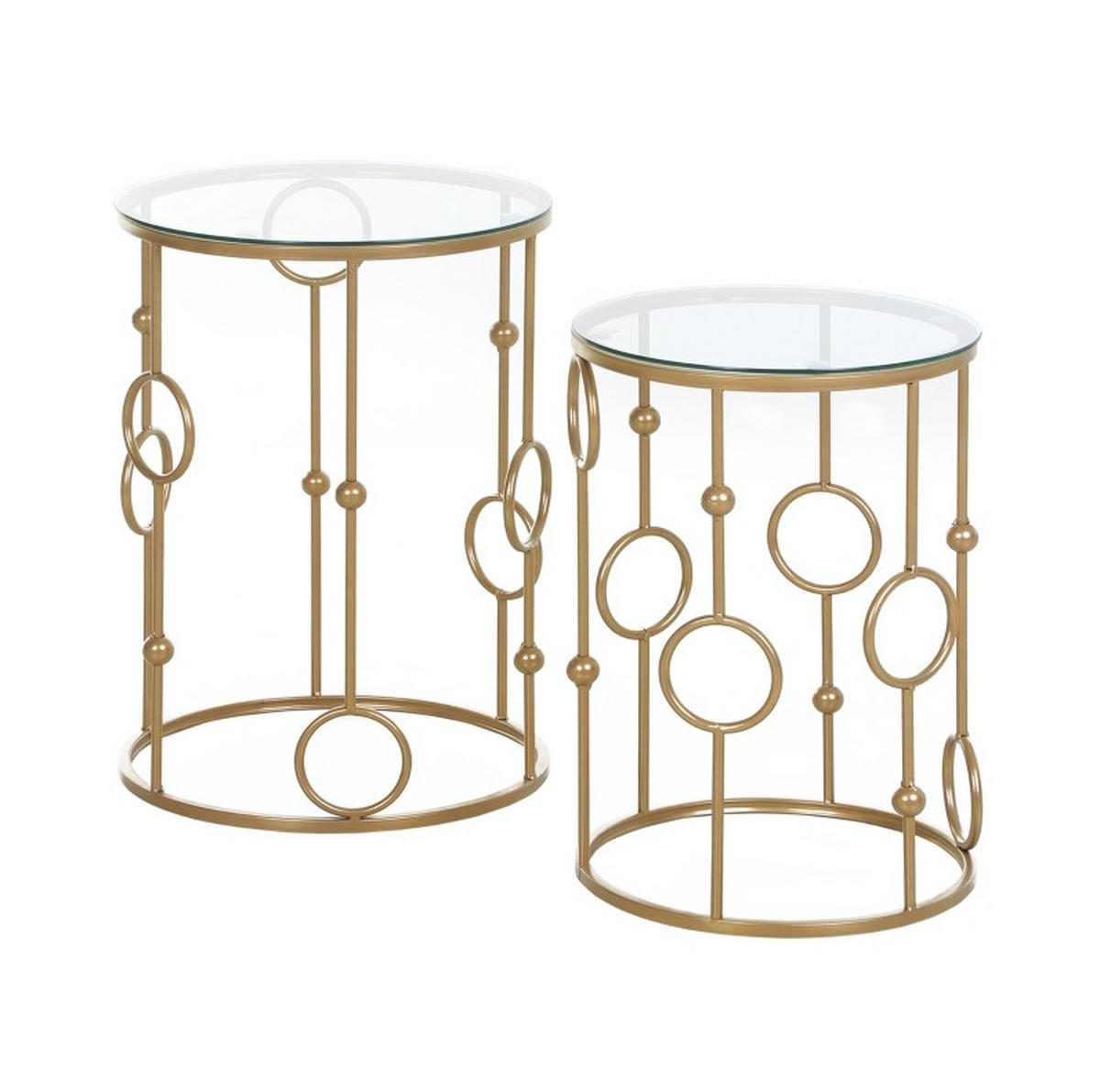 BEISTELLTISCH Ø41/57 cm und Ø36/51 cm Gold aus Metall und Glas mit Nesting-Funktion 2er Set - Goldfarben, Metall (41/41/57cm) - OKMYHOME