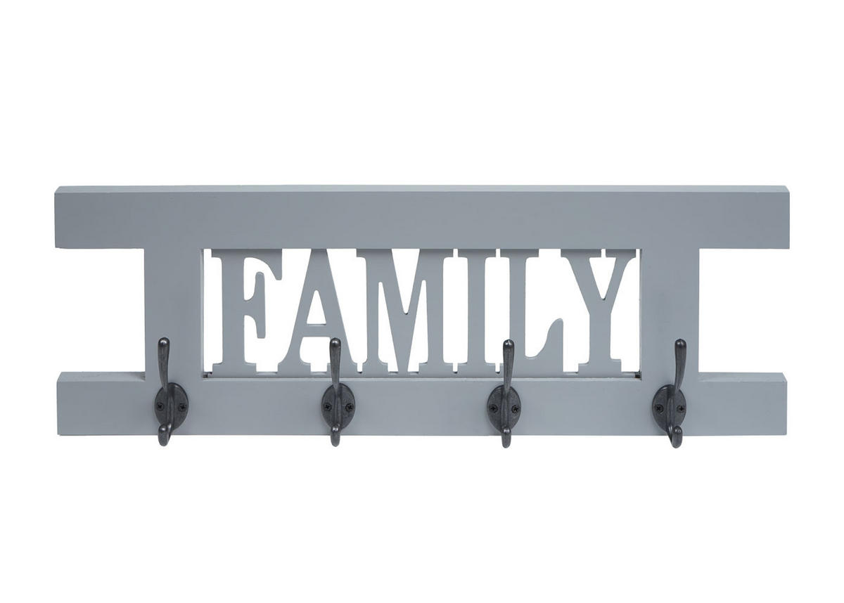WANDGARDEROBE FAMILY SHABBY-LOOK Grau, Blau - Blau/Grau, Holz (60/21/2cm) - MCW