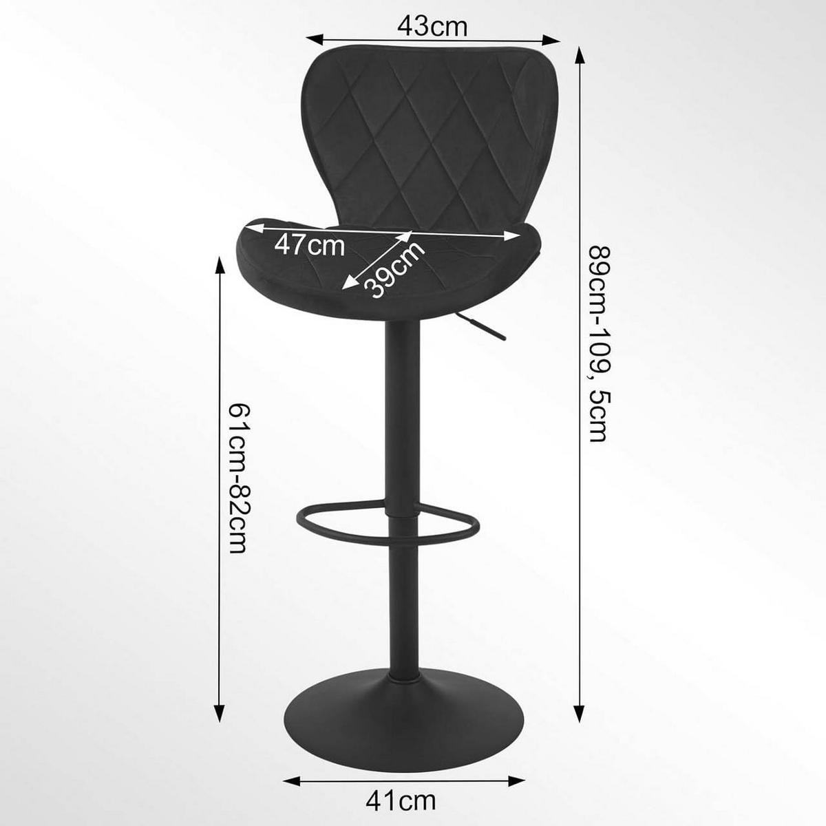 BARHOCKER Samt, Metallgestell, Schwarz - Schwarz, Textil/Metall (47/89/54cm) - Woltu