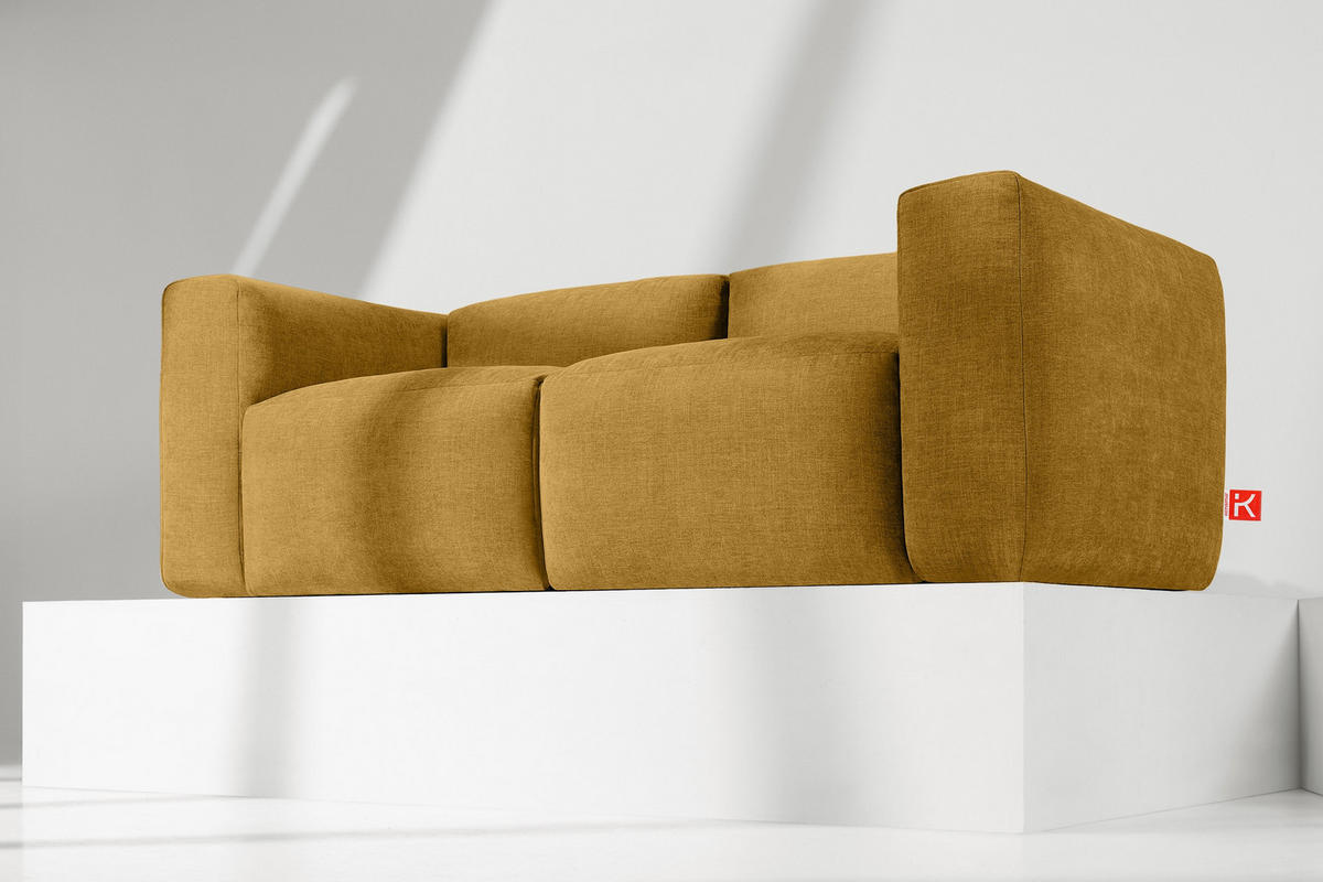 2-SITZER-MODULSOFA BUFFO mit extrem weicher und bequemer Sitzfläche, Gewebestoff, Honig - Honig, Textil (210/73/96cm) - KONSIMO®