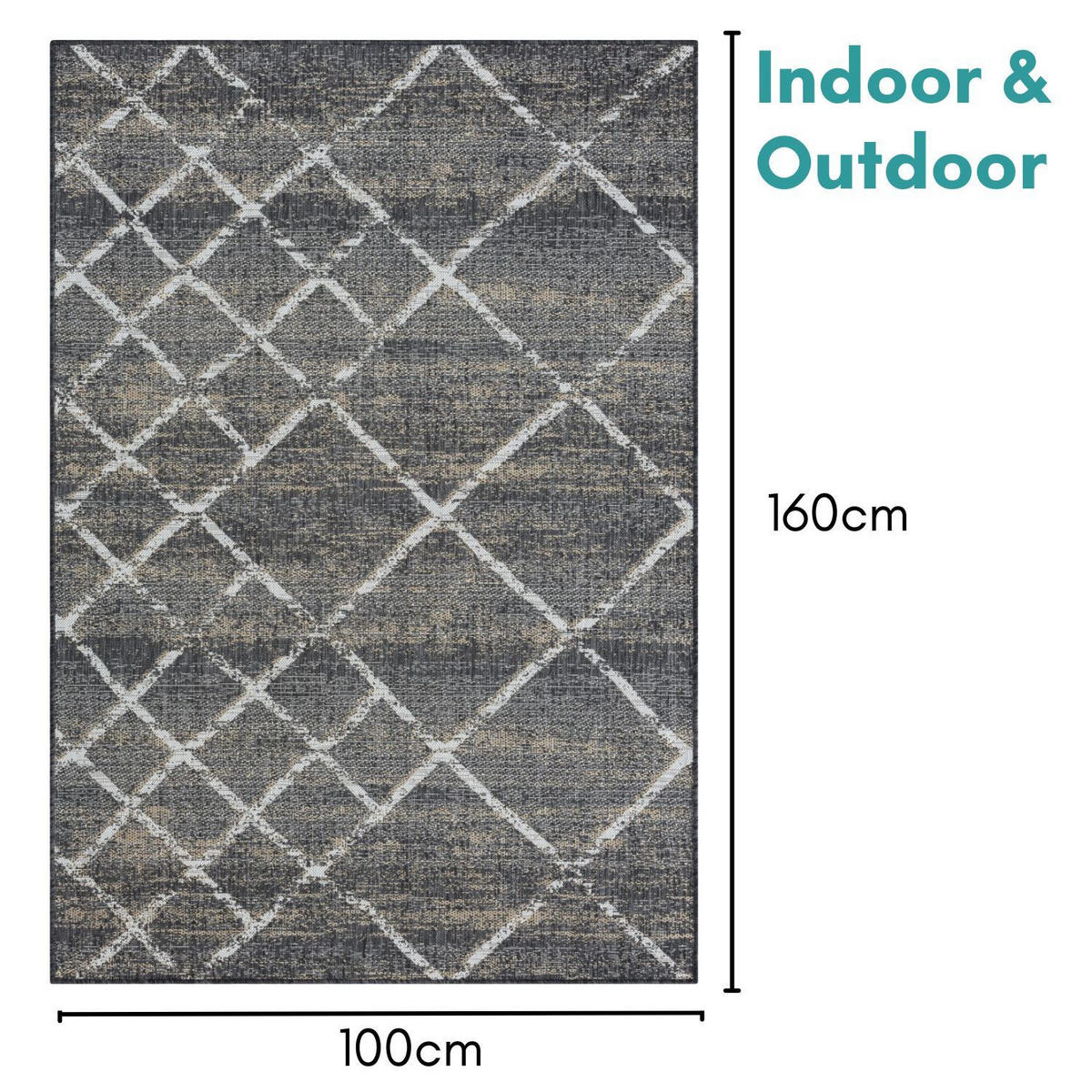 OUTDOORTEPPICH Faby Anthrazit,Sandfarben,Weiß 100/160 cm - Anthrazit, Textil (100/160cm) - My-Rug