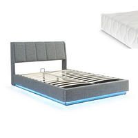 LED POLSTERBETT Tröstiar mit Matratze - Anthrazit, Holzwerkstoff/Kunststoff (160/200cm) - [en.casa]