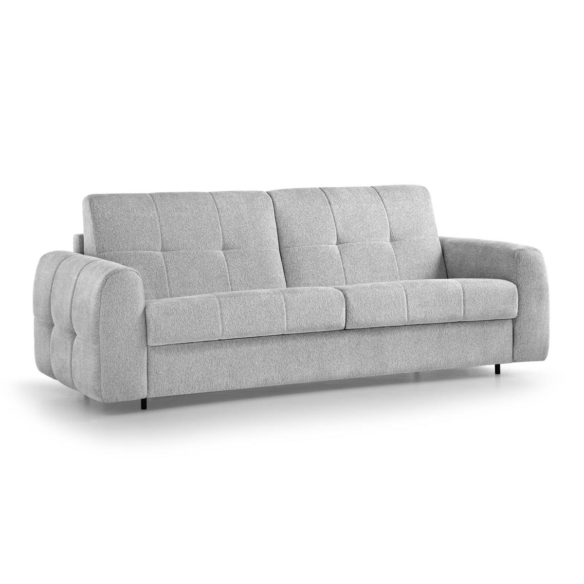 SCHLAFSOFA Pireus mit italienischem Gestell, 180x200, Hellgrau - Hellgrau/Schwarz, Textil (250/90/100cm) - Beautysofa