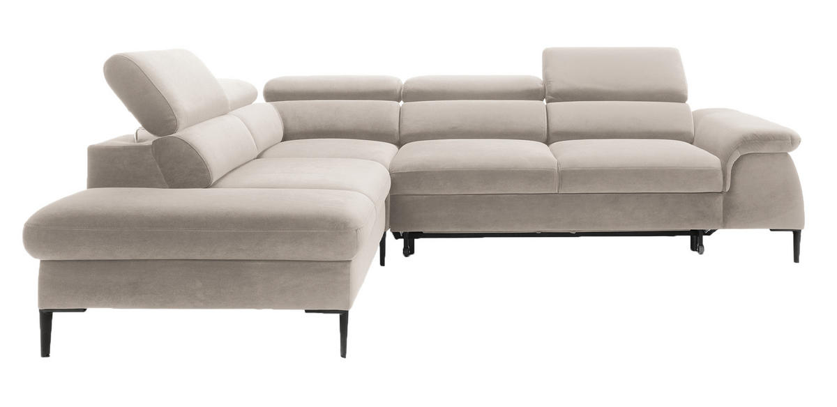 SCHLAFSOFA 280 cm Amaro L mit verstellbaren Kopfstützen, Links, Beige - Beige, Holz (280/214cm) - Emporius