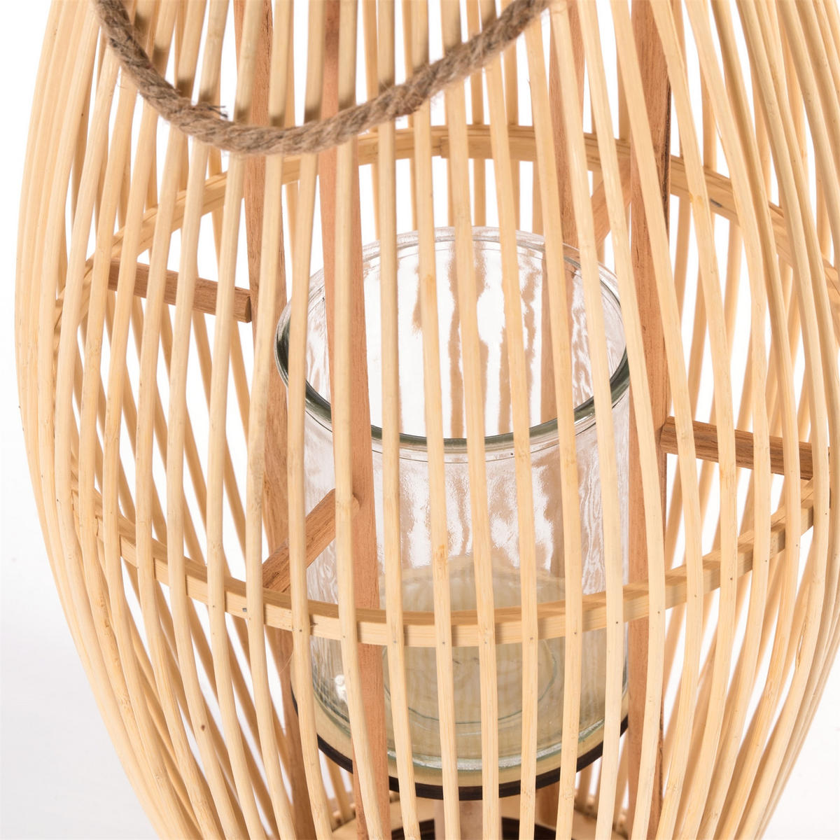 LATERNE Zya 90 Bambus, mit Henkel und Glaseinsatz naturfarben - Naturfarben, Holz (35/95/35cm) - CREEDWOOD