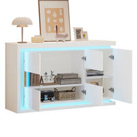 SIDEBOARD 140/40/84 cm Weiß aus Spanplatte mit LED-Lichtleiste - Weiß, Holzwerkstoff (40/84/140cm) - OKMYHOME