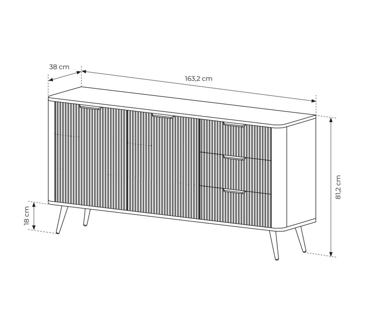 SIDEBOARD LANTE Weiß 163x38x81 cm - Weiß, Holzwerkstoff (163/81/38cm) - FURNLUX