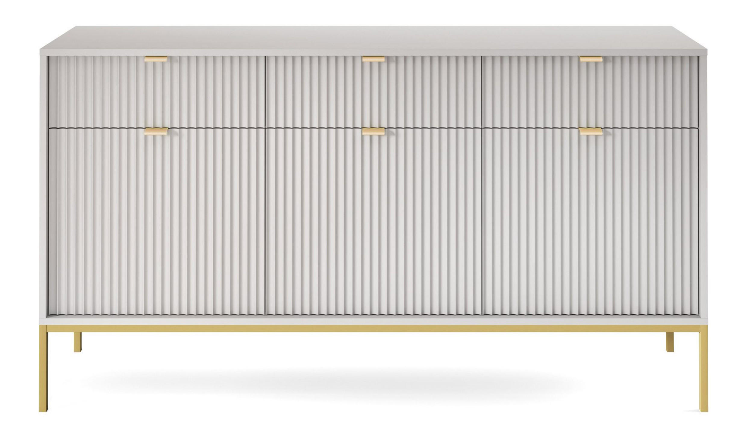SIDEBOARD Vellore Grau mit goldenen Metallbeinen 154 cm - Goldfarben/Grau, Holzwerkstoff/Metall (154/83/39cm) - Selsey