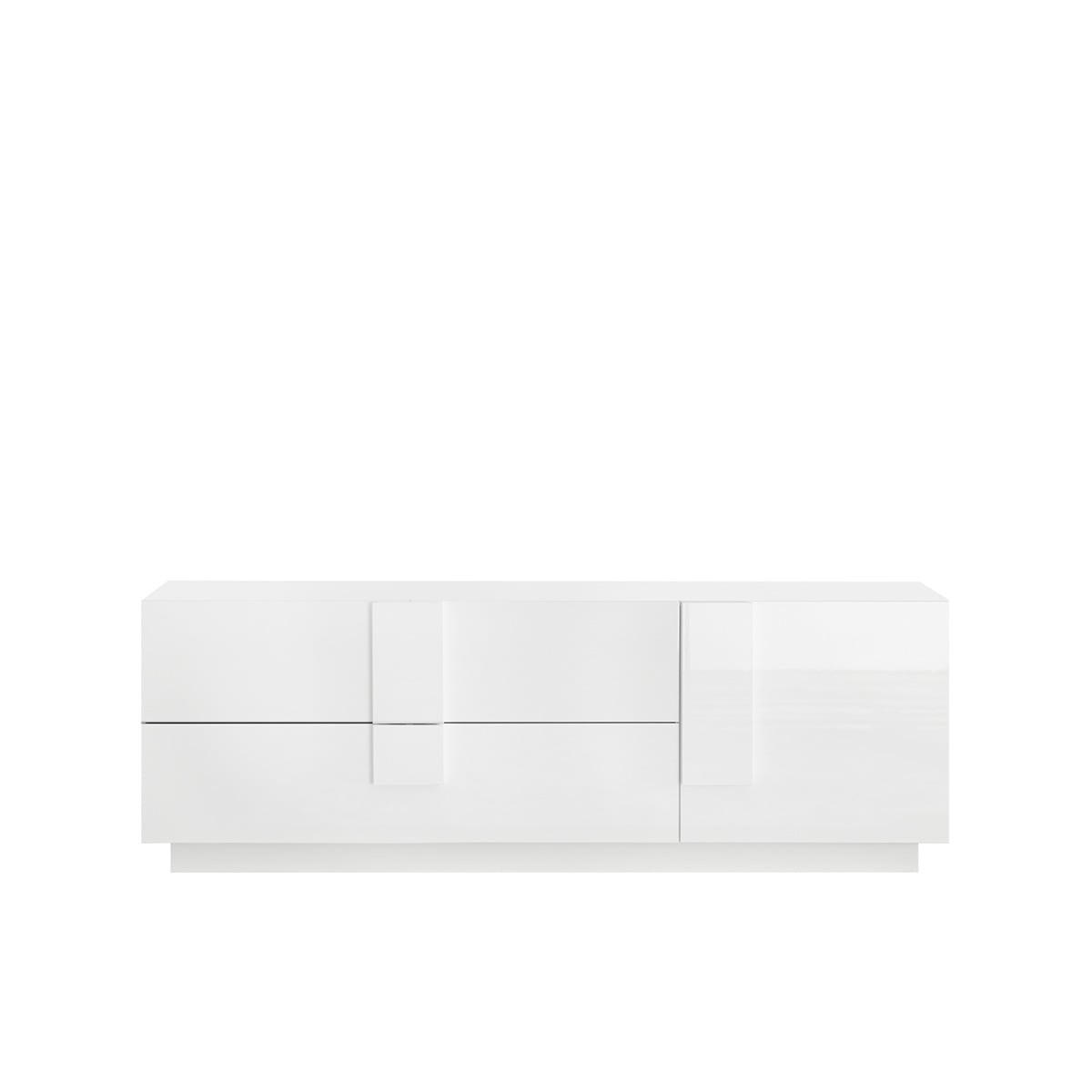 TV-MÖBEL mit 2 Schubladen und 1 Tür L182 cm - Jupiter - Weiß, Holzwerkstoff (44/63/182cm) - Calicosy