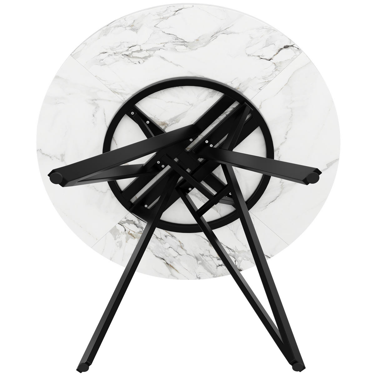 ESSTISCH, MDF-Tischplatte in Marmoroptik & Metallgestell, 100/100/76 cm, Schwarz - Schwarz, Holzwerkstoff (100/100/76cm) - Redom
