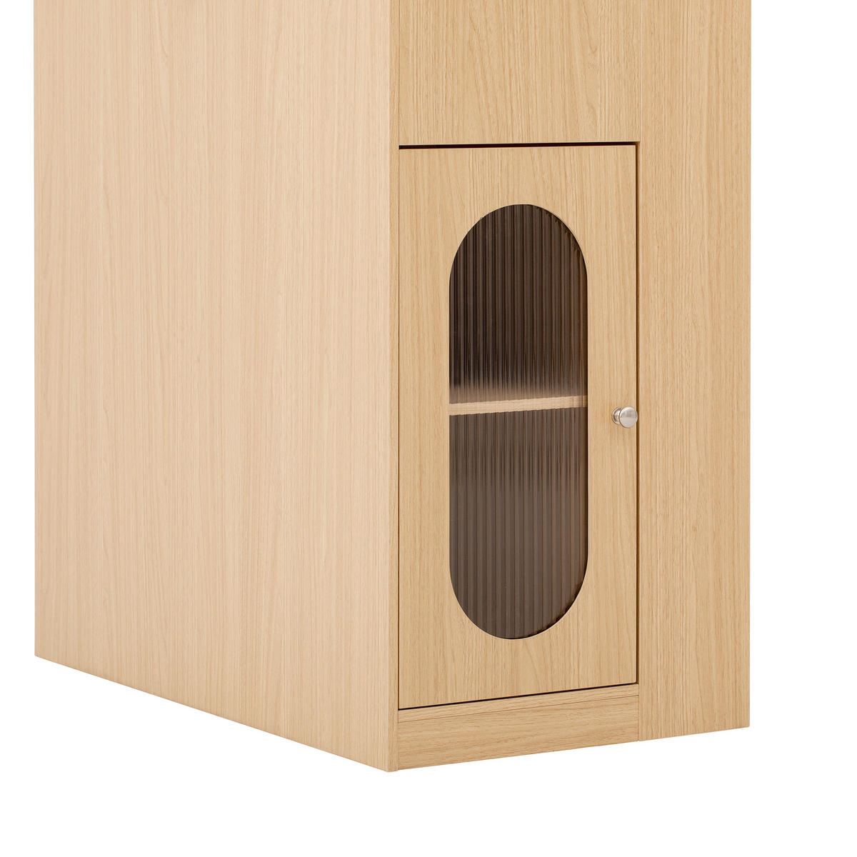 KÜCHENINSEL aus MDF+Glas 83x46-146,5x96 cm Natur mit Ausziehtisch & Steckdosen - Naturfarben, Holzwerkstoff (146.5/96/83cm) - Modfu