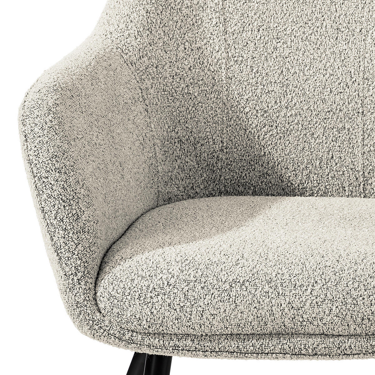 POLSTERSTUHL - Bouclé / Edelstahl, 2er-Set - Beige/Schwarz, Textil (56/84/47cm) - home24