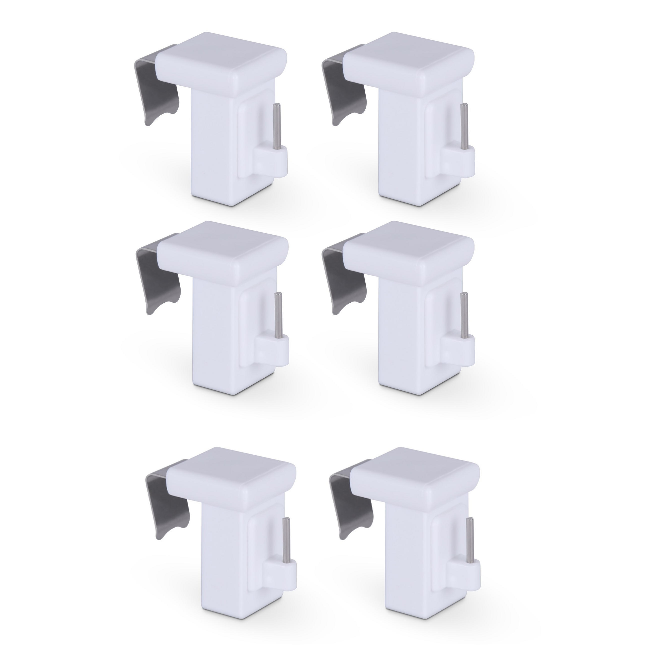 KLEMMTRÄGER für Vitragestangen 6er Pack - Weiß, Kunststoff (2/4/4cm) - Bestlivings