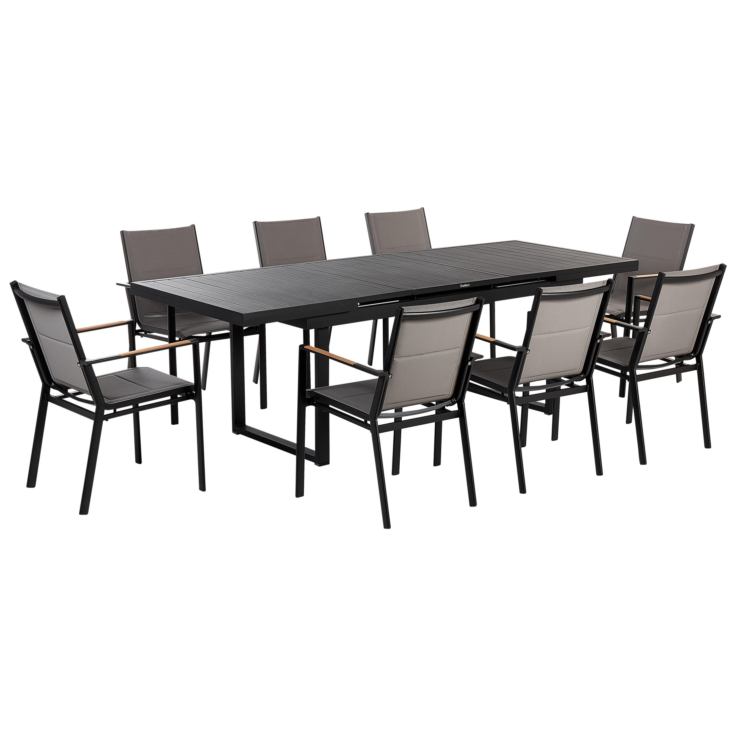 GARTENMÖBEL SET 8-Sitzer Aluminium schwarz/grau Valcanetto/Busseto - Schwarz/Grau, Metall - Beliani