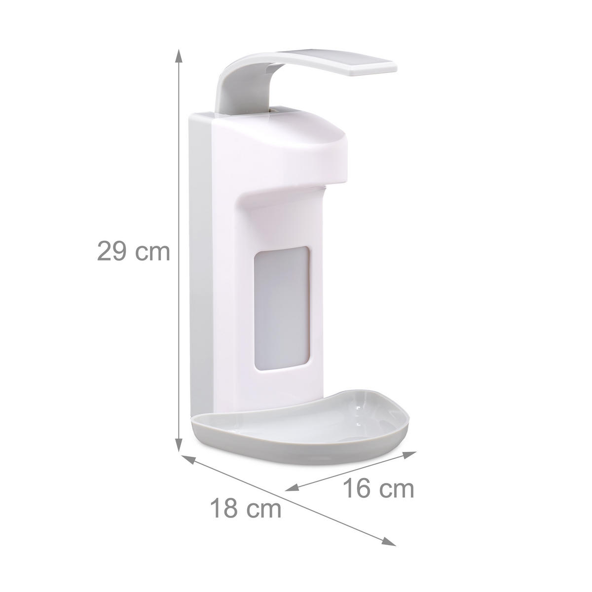 DESINFEKTIONSSPENDER - Grau, Kunststoff/Metall (16/29/18cm) - Relaxdays