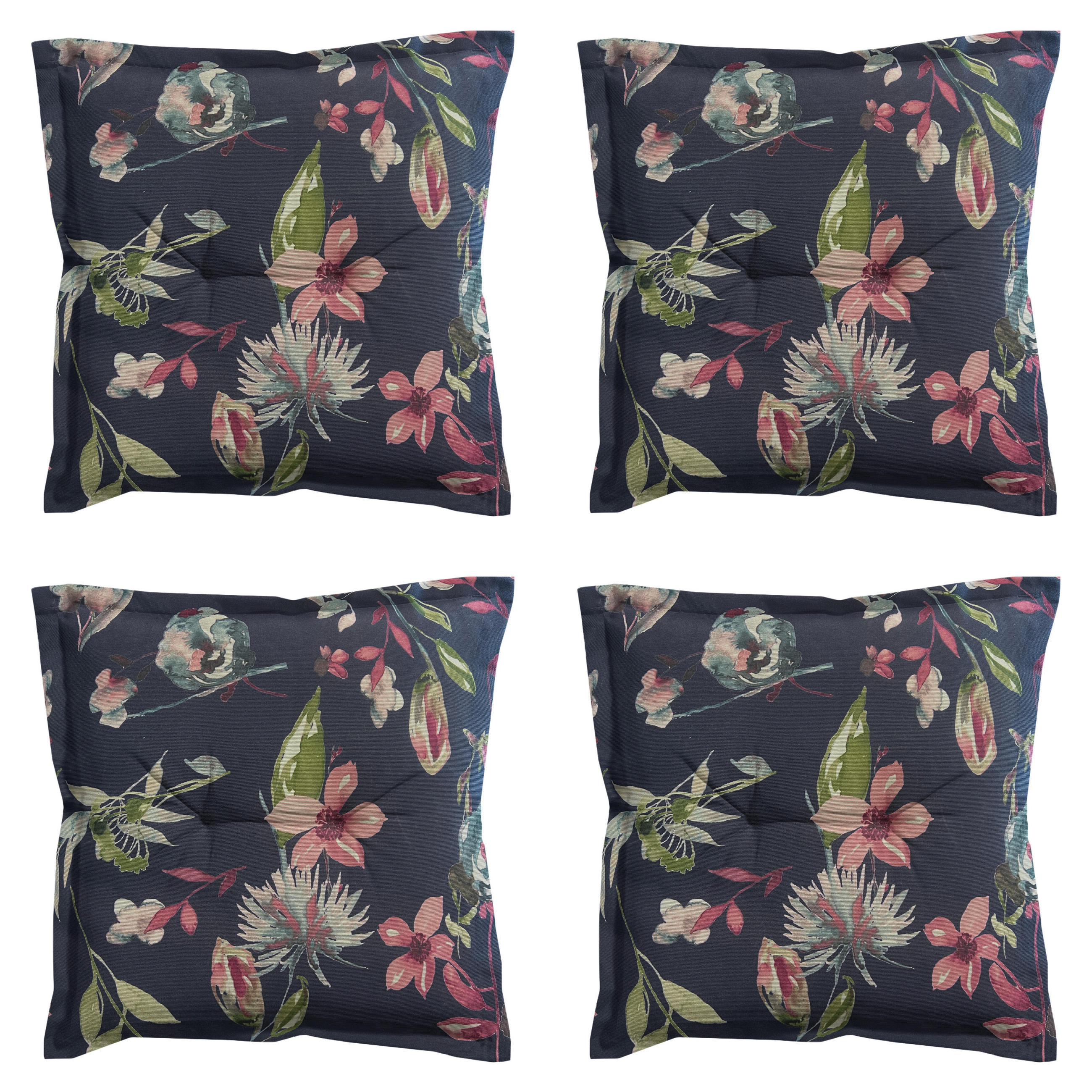 SITZKISSEN Cato - Blau - 50/50/7 cm - 4er-Set - Blau, Textil (50/7/50cm) - Madison