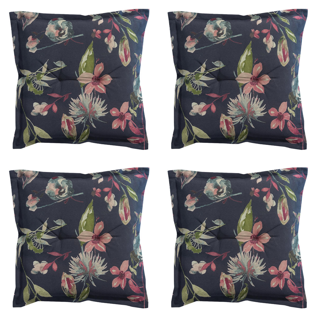 SITZKISSEN Cato - Blau - 50/50/7 cm - 4er-Set - Blau, Textil (50/7/50cm) - Madison