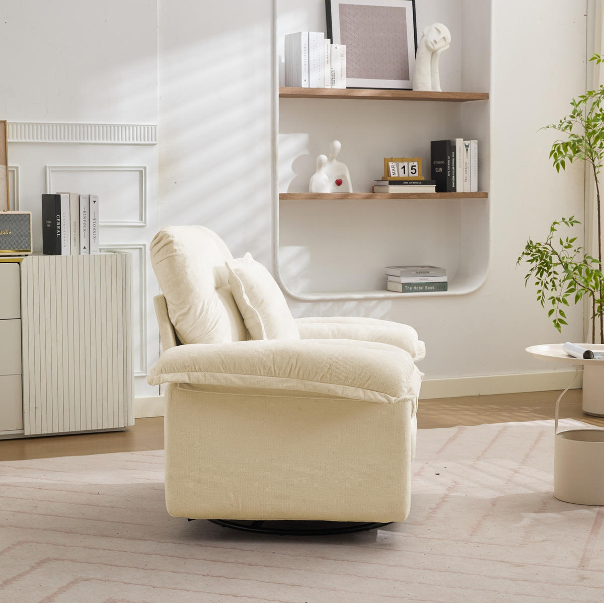 SESSEL 116/84/96 cm Beige aus Upholstered mit 360°-Drehfunktion - Beige, Textil (84/96/116cm) - OKMYHOME