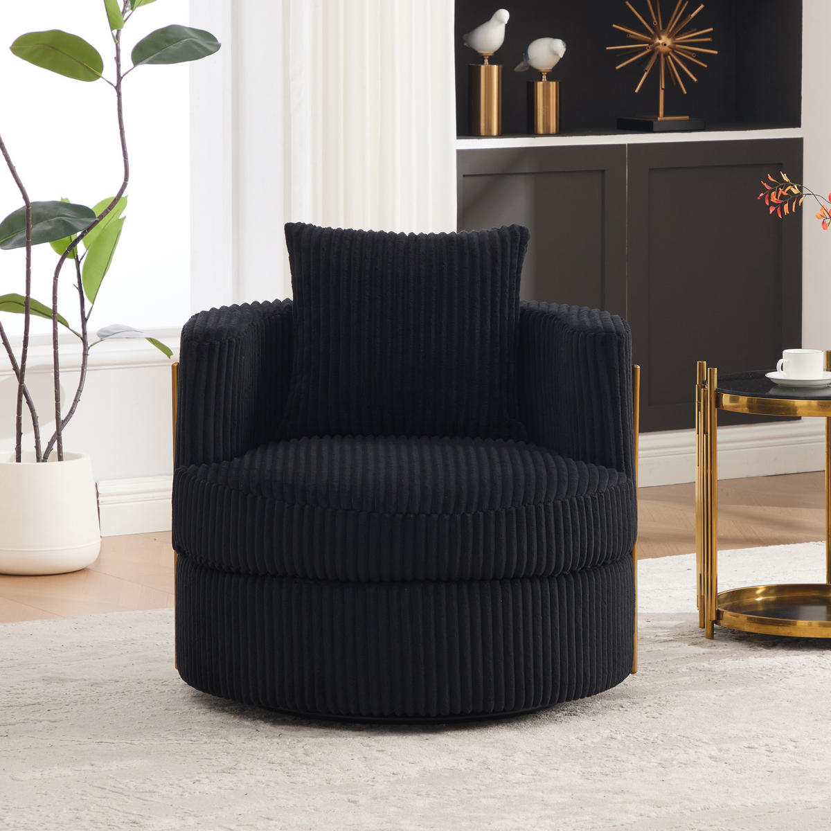 SESSEL DE-33906 360° drehbar mit Stauraum Schwarz - Schwarz, Metall (76/78/79cm) - ComfortXL