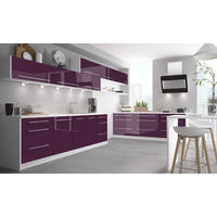 WINKELKÜCHE Brerra Cdb purpurviolett lackiert / weiß matt 13-teilig - Violett/Weiß, Holzwerkstoff (490/168/50cm) - Feldmann-Wohnen