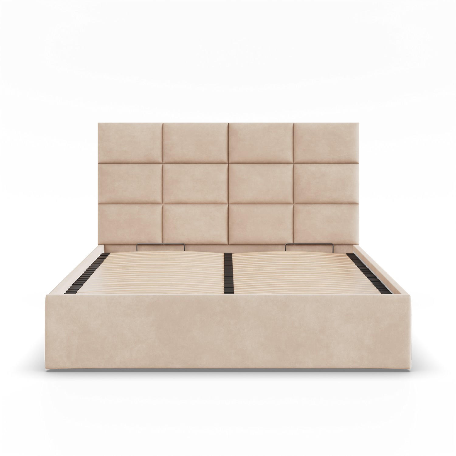 POLSTERBETT MIT KOPFTEIL 160x200 mit Bettkasten YORK, Beige - Creme, Textil (160/200cm) - Mebligo