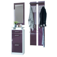 GARDEROBE Loret Front in Brombeer Hochglanz - Brombeere, Holzwerkstoff (140/200/23cm) - Vladon