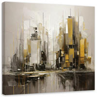 LEINWANDBILD Stadt Abstraktion Gold Minimalismus 60x60cm - Grau, Textil (60/60cm) - Feeby