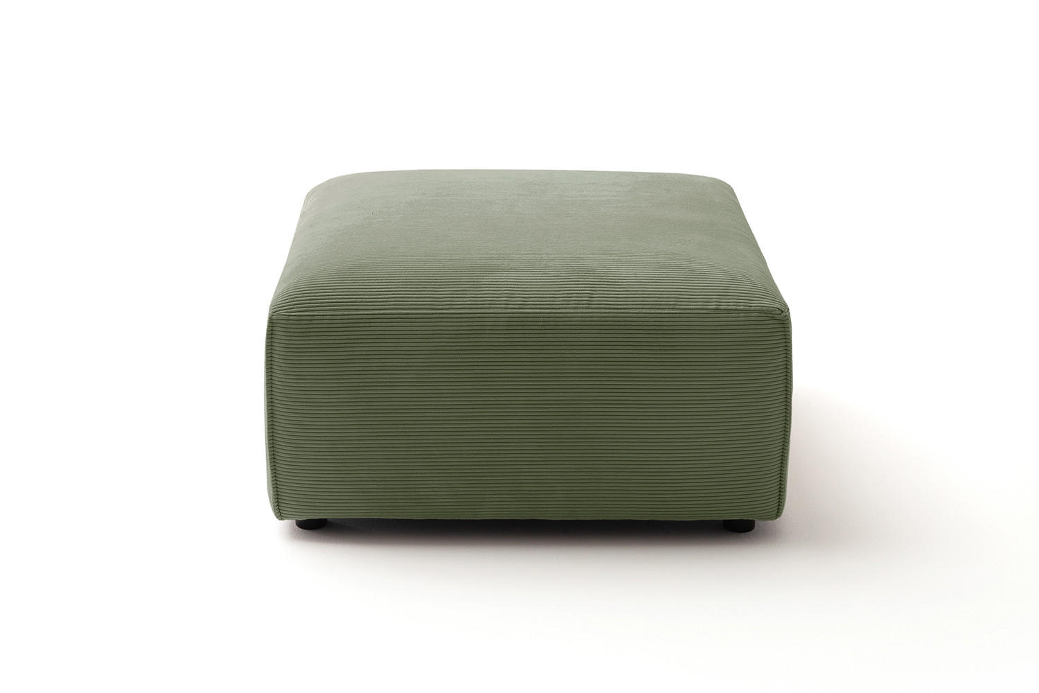 POLSTERHOCKER RANI Grün Cord - Schwarz/Olivgrün, Kunststoff/Textil (80/42/80cm) - KAWOLA