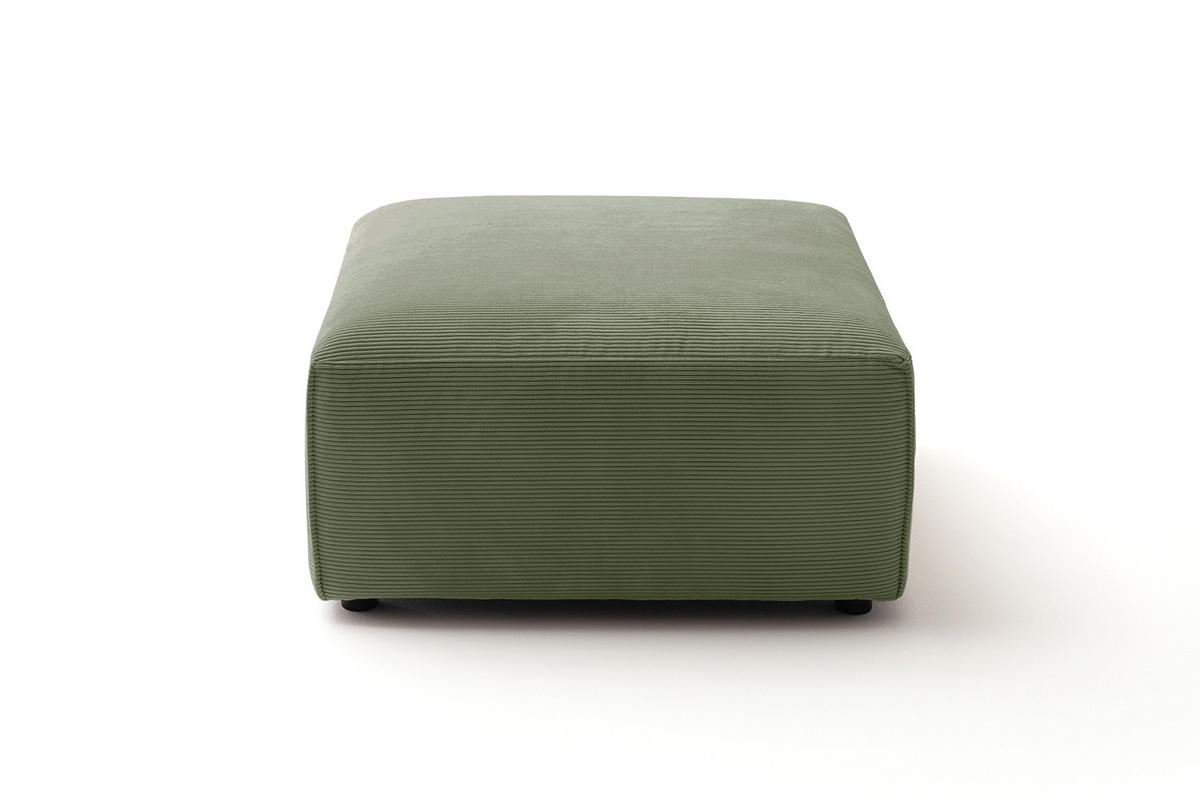 POLSTERHOCKER RANI Grün Cord - Schwarz/Olivgrün, Kunststoff/Textil (80/42/80cm) - KAWOLA