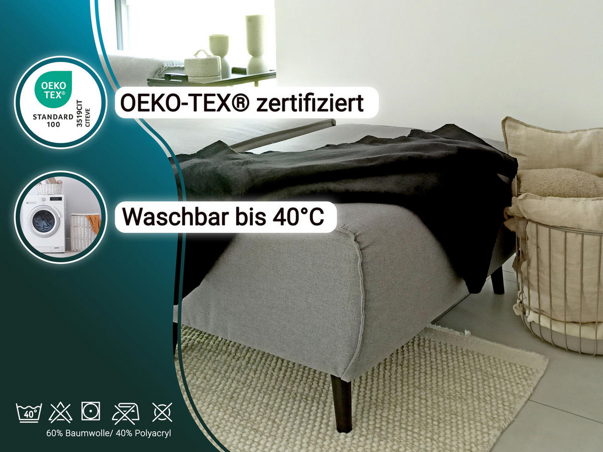 KUSCHELDECKE, 220x240 cm, 60% Baumwolle, 40% Polyacryl, Schwarz - Schwarz, Naturmaterialien (220/240cm) - Zollner