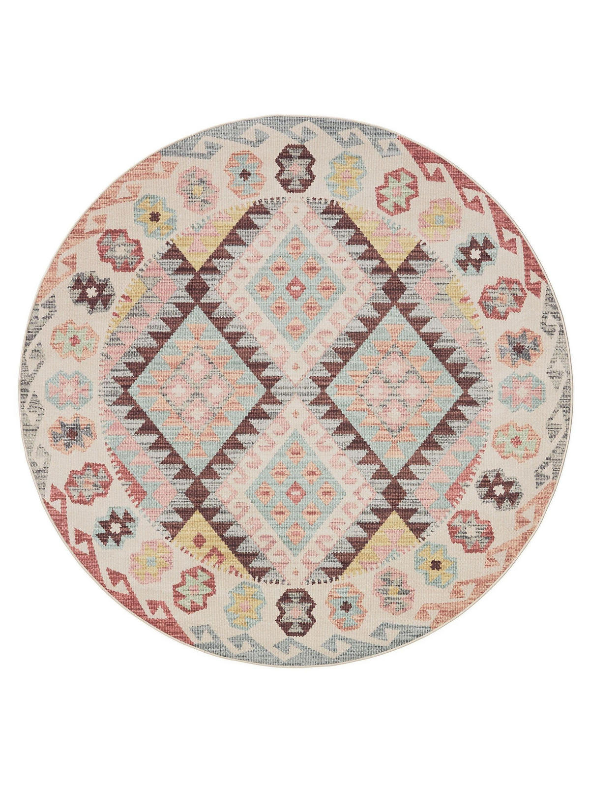 VINTAGE-TEPPICH George waschbar ø 120 cm rund - Multicolor, Kunststoff (120/120cm) - benuta