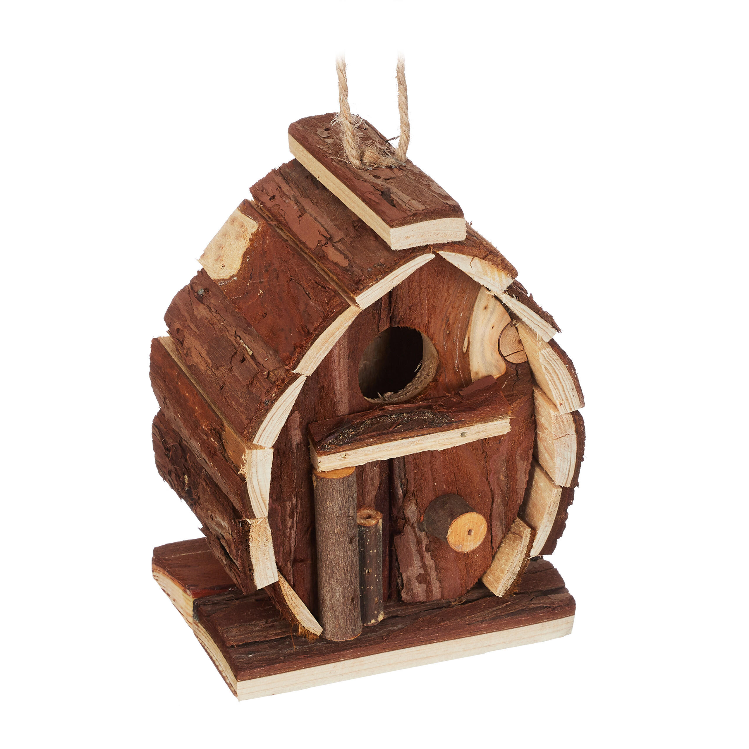 DEKO-VOGELHAUS - Braun, Holz (10.5/14.5/7.5cm) - Relaxdays