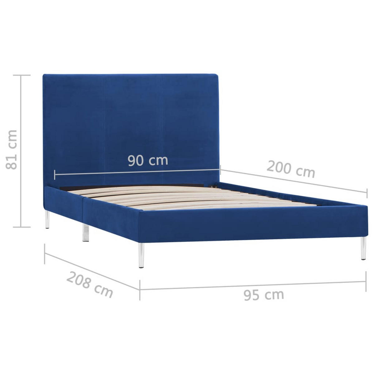 METALLBETT Kostka 95/208 cm - Blau, Metall (90/200cm) - Nettlife