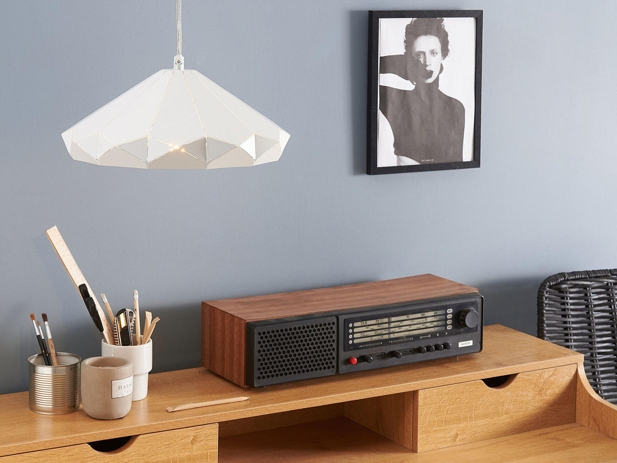 HÄNGELEUCHTE Nevola 27/27/112 cm - Weiß, Metall (27/27/112cm) - Beliani