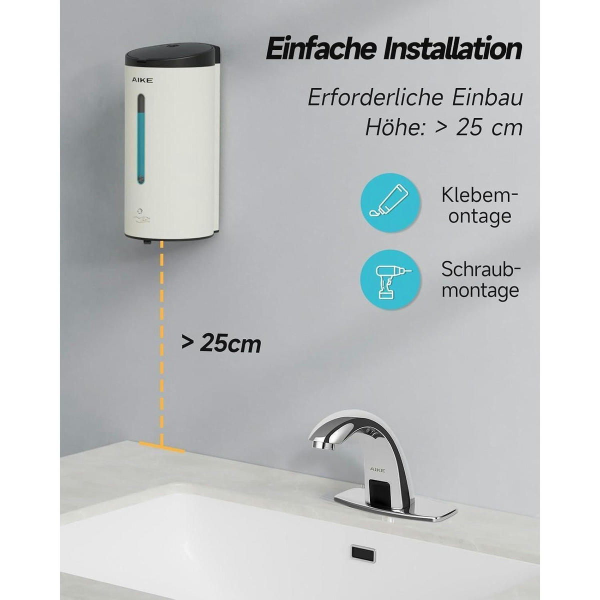 SCHAUMSEIFENSPENDER AIKE FoamCore Wandmontage 750ML Edelstahl Matt Weiß - Weiß, Metall (10.9/10.8/22.1cm)